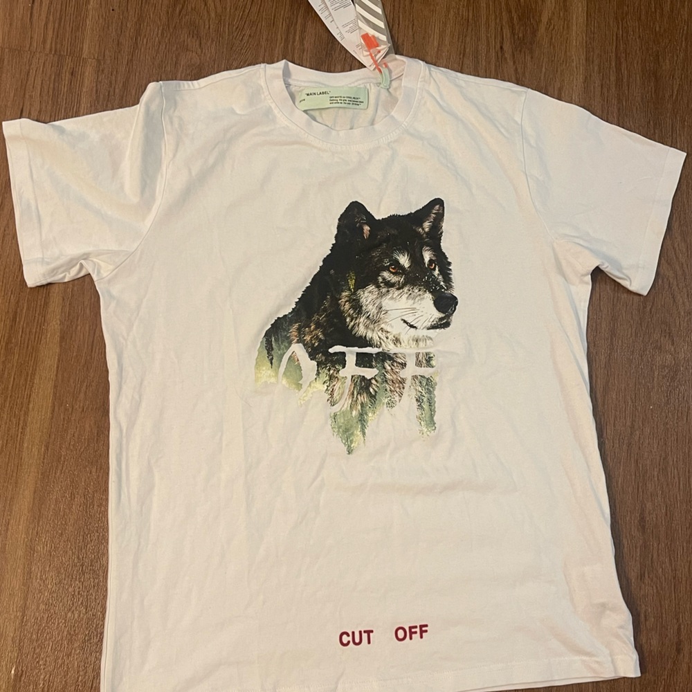Vintage Off-White Virgil Abloh Main Label Wolf “Cut Off” T-Shirt White SS15 XL
